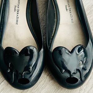 Melissa + Sebastian ErraZuriz Flats  Black Melting Hearts RARE